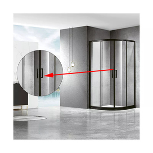 Porte coulissante <span class=keywords><strong>de</strong></span> <span class=keywords><strong>salle</strong></span> <span class=keywords><strong>de</strong></span> <span class=keywords><strong>bain</strong></span> en verre trempé étanche avec cadre en acier inoxydable, design d'angle <span class=keywords><strong>de</strong></span> forme ronde pour appartement - Product Image 5
