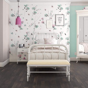 โครงเตียงโลหะสีขาวขนาดแฝดพร้อมหัวเตียงแบบเลื่อนได้หรูหรา - Product Image 3