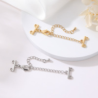 Chaîne d'extension en laiton plaqué or 14 carats pour la fabrication de bijoux DIY, double rangée, pour colliers et bracelets, avec fermoir mousqueton