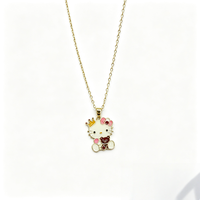 Collar Chapado en Oro de 18K con Colgante de Osito, Cadena con Dibujo Animado de Gato, para Niñas, Joyería de Moda, Regalo