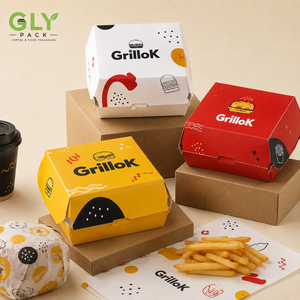 GLY PACK 汉堡盒食品级一次性纸包装盒外卖薯条三明治餐饮服务餐厅定制徽标印刷 - Product Image 1