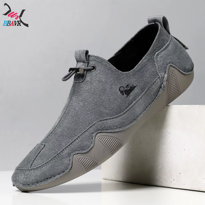Mocasines de Cuero Antideslizantes para Hombre, Zapatos Casuales de Moda, Forro de Cuero Genuino, Talla Grande, Corte Bajo, para Primavera, Verano y Otoño - Product Image 4