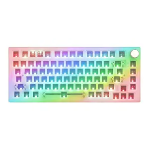 Teclado gamer 3模式82键机械键盘，带无线旋钮垫圈安装机械键盘热插拔