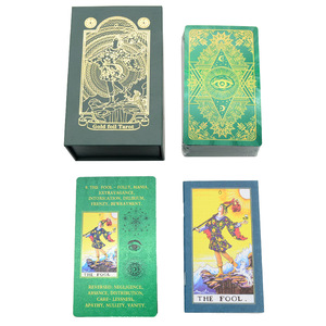 高档绿盒艾瓦特金箔塔罗牌12*7厘米烫金彩印PVC防水桌游 - Product Image 3