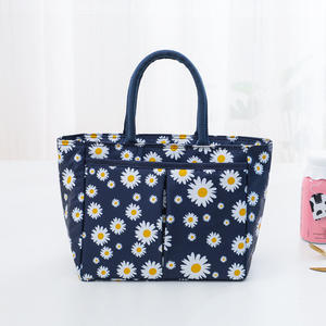 Sac isotherme à déjeuner écologique et durable Pastel Daisy avec fermeture éclair, bandoulière portable pour 2 personnes, pique-nique en plein air - Product Image 4