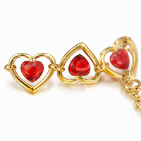 Bracelet en acier inoxydable à maillons en forme de cœur, chaîne en zircon rouge, bijoux de poignet unisexe, vacances à la plage, fête