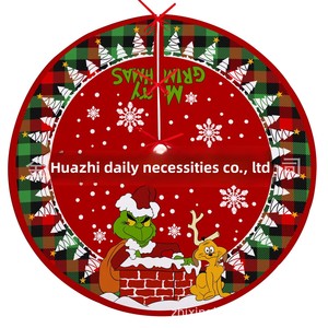 Gonna per Albero di Natale Rotonda in Velluto con Stampa <span class=keywords><strong>Grinch</strong></span> e Fiocchi di Neve per Feste - Product Image 3