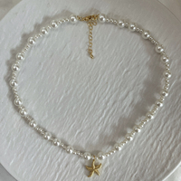2025 vente chaude collier de perles d'eau douce naturelles serti d'étoiles de mer poisson corail pendentif en laiton plaqué or pour les femmes cadeau