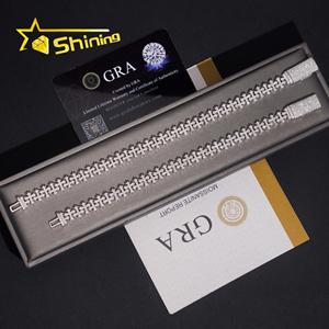 สร้อยข้อมือแบบ Cuban Link รูปหัวใจชุบโครเมียม ประดับเพชรโมอิสซาไนต์ VVS แท้ ผ่านการทดสอบเพชร  ทำจากเงินแท้ 925 สไตล์ฮิปฮอป  สามารถสั่งทำได้ - Product Image 6