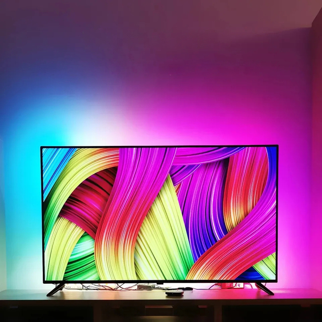 Smart Ambient TV Led Backlight for 4K HDMI Wifi 2.0 Device Sync Box Alexa Voice Google Assistant Control Led Strip Lights Kit