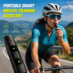 Allenatore Respiratorio Portatile Intelligente in Alluminio Aeronautico con Display APP in Tempo Reale, Doppio Canale Inalazione-Esalsazione, 3 Modalità <span class=keywords><strong>Fitness</strong></span> - Product Image 1