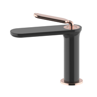 Robinet Mitigeur Thermostatique Moderne à Trou Unique pour Lavabo, Noir Mat, Cartouche Céramique, Eau Chaude et Froide, en Laiton, pour Salle de Bain