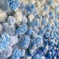 Mur de fleurs 5D 3D blanc et bleu enroulable, panneau mural de fleurs artificielles en soie pour décoration de mariage, toile de fond murale de fleurs