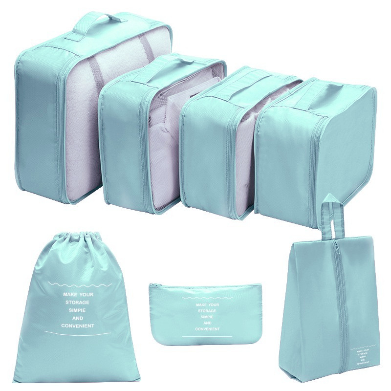 Conjunto azul de 7 piezas.