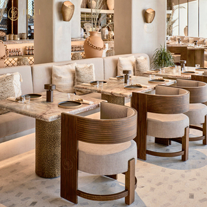 Ensembles de meubles de restaurant commerciaux élégants de style nordique, table carrée, chaise incurvée, longue banquette, stand pour café en Afrique <span class=keywords><strong>du</strong></span> Sud - Product Image 1