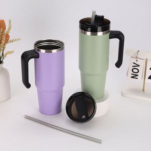 20oz 30oz Stainless Steel Vacuum Insulated Outdoor Tumbler <b>Double</b> <b>Wall</b> Car <b>Cup</b> With Handle Straw - Product Image 3