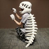 Nouveau Chapeau de Cosplay Tête de Dinosaure Créatif en Peluche Exosquelette Rembourré de Coton PP pour Spectacle d'Halloween