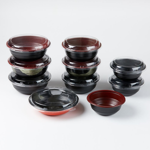 500 per microonde/700/1000ml giapponese Sushi Ramen Noodle ciotola di plastica rotondo contenitore per alimenti PP rosso nero ciotola con coperchio per animali domestici - Product Image 6