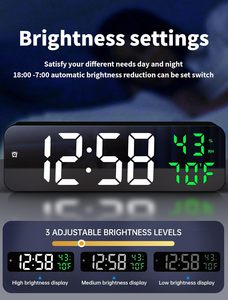 Large Screen Adjustable Brightness <b>Electronic</b> LED Digital Alarm Clock Modern Design Snooze Function Week <b>Calendar</b> for Home - Product Image 4