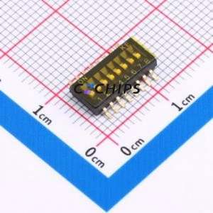 HX 1.27-8P TPPT DIP Switch SMD Switch Flat Toggle, Groove Type Single Pole Single Throw 8 Gull Wing Type - Product Image 1