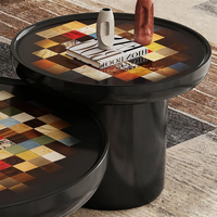 Ensemble de table basse ronde en bois de style italien avec finition brillante pour salon
