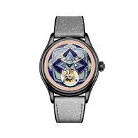 Montres mécaniques pour hommes, nouveau design OEM/ODM, motif géométrique symétrique, opale, tourbillon volant, lumineuses et étanches