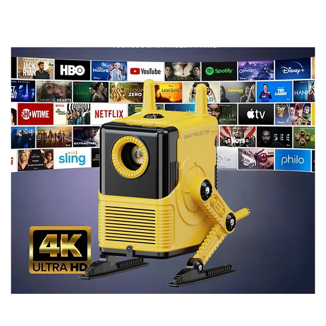 Custom Logo Mini Projector B2B Bulk Orders Android Smart OS Quad-Core 4K Supported Portable 720P Built-in Speaker