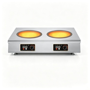 Table de cuisson électrique en céramique professionnelle robuste à 2 zones, configuration horizontale, 3500W par brûleur, cuisinière infrarouge pour magasin de Malatang, H - Product Image 2