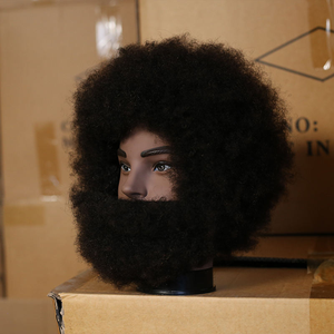 Tête de mannequin homme africain pour coiffure, perruque bouclée, cheveux naturels humains pour la pratique du tressage et la <span class=keywords><strong>coupe</strong></span> de cheveux - Product Image 2