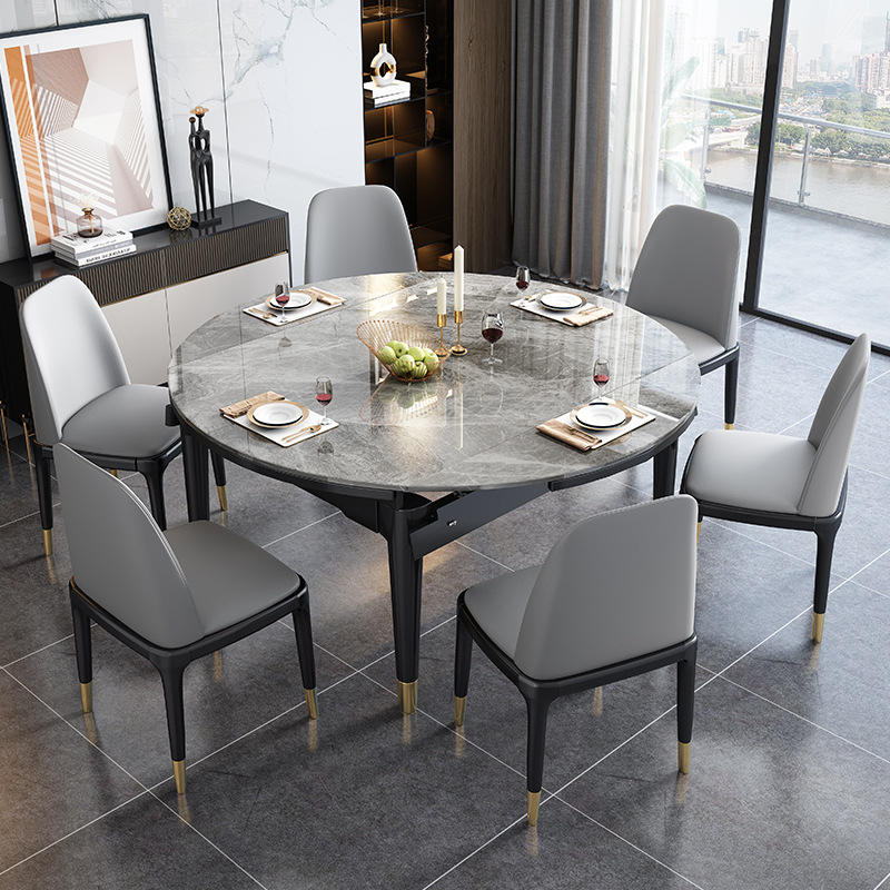 Dining Room Glass Top Folding Dining Table Modern Luxury Design