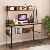 Bureau d'ordinateur avec étagère de rangement, poste de travail pour PC et ordinateur portable, table de travail pour la maison, le bureau, l'étude et l'écriture, pour chambre à coucher et salon