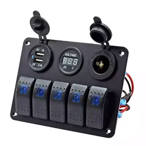 Factory 5 gang switch panel for car and 12V/24v boat DUAL USB panel switch