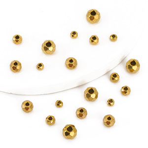 Perles facettées en acier inoxydable, plaquées or 18 carats, perles rondes d'espacement pour la fabrication de bracelets, accessoires de bijouterie, vente en gros - Product Image 1