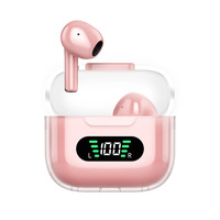 Casque sans fil D2 sur oreille TWS V5.2 avec faible latence de 30 ms, longue durée de vie, design capsule spatiale translucide et indicateur de batterie LED