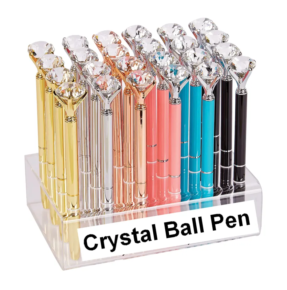 Stock hot selling Promotion stationery Diamond Pen style Multi Color custom logo Crystal Metal For Wedding Gift fountain pen