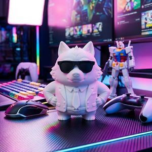 Statue de loup Cool <span class=keywords><strong>Boss</strong></span>, figurine animale blanche mate, portant un <span class=keywords><strong>costume</strong></span> et des lunettes de soleil, accessoire de décoration créatif pour la maison, le bureau ou le bureau à domicile - Product Image 6