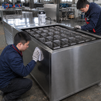 Machine à glace industrielle automatique pour briques de glace, capacité de 1 tonne par jour |   Acier inoxydable économe en énergie pour les marchés de fruits de mer