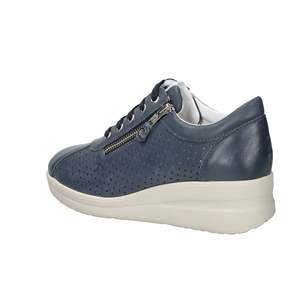 Sneakers Morbide da Donna Cinzia in Pelle Blu con Zeppa e Cerniera, Scarpe Casual - Product Image 2