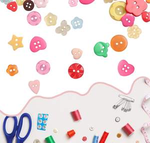 Bottoni Rotondi in Resina Tnstk con 2 e 4 Fori, Assortiti a Forma di Stella, Cuore, Quadrato, Diamante, Fungo per Cucito, Artigianato e Progetti Fai-da-Te Multiformi - Product Image 4