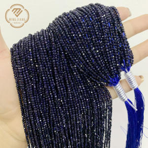 MingJiang 2 mm perline di pietra rotonda sfaccettata sabbia blu all'ingrosso perline di pietra naturale sfuse - Product Image 3