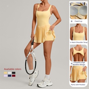 Baju olahraga wanita, baju terusan Fitness luar ruangan, celana olahraga desain Backless besar bentuk I dengan saku - Product Image 2