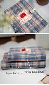 LABON - Diario de Tela con Parches a Cuadros, Recargable, Cuaderno Bordado, Agenda con Cubierta de Tela, Planificador de Viajes, <span class=keywords><strong>Libro</strong></span> A5 A6, Regalo para Ella - Product Image 3