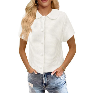 Pull d'été d'automne tricoté léger et ample pour femmes Commerce extérieur transfrontalier pour <span class=keywords><strong>Amazon</strong></span> Explosions Boucle Col avant - Product Image 4
