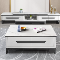 Meuble TV moderne en pierre avec rangement ouvert et 3 tiroirs, ensemble table TV en marbre bjflamingo meuble TV Rock Tea Table