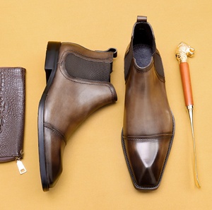 Bottes Oxford montantes en cuir véritable à boucle moine, à bout en acier, fermées, massantes, gravées, à enfiler, style rétro britannique, pour mariage, bureau et carrière - Product Image 3