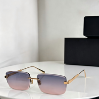 Lunettes de soleil unisexes à monture carrée pleine, dégradé de couleurs or et bleu, en polycarbonate, anti-lumière UV, tendance