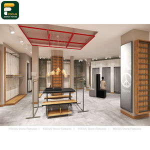 ชั้นวางสินค้าแฟชั่นสมัยใหม่แบบผสมผสานพื้นผิวต่างๆ ตู้แขวนเสื้อผ้า บริเวณจัดแสดงสินค้าแบรนด์ - Product Image 5