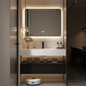 Simple and <b>light</b> luxury slate-mounted ceramic integrated basin bathroom sink - Product Image 4