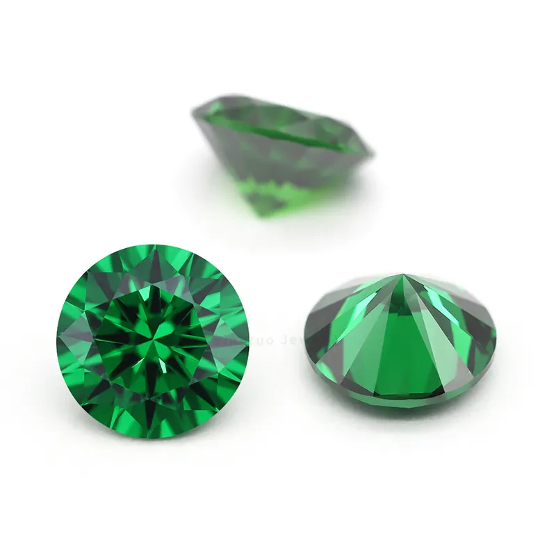Wuzhou-gemas de circonia cúbica, accesorio de color verde esmeralda, redondo, cuadrado, verde, todos los tamaños, en stock