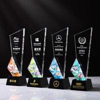 Placa de Premio de Cristal con Recubrimiento AB Arcoíris, Impresión a Todo Color, Diseño Nuevo 2026